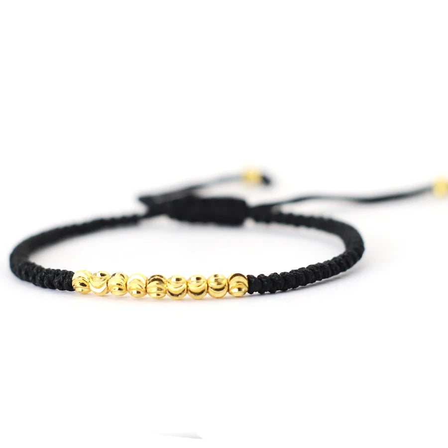 Classic Handmade Beaded Bracelet for Men Women Exquisite Small Gold Beads Adjusted Good Luck Red String Braslet Couple Gifts