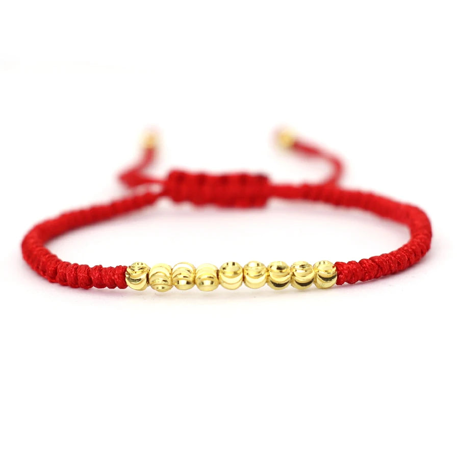Classic Handmade Beaded Bracelet for Men Women Exquisite Small Gold Beads Adjusted Good Luck Red String Braslet Couple Gifts