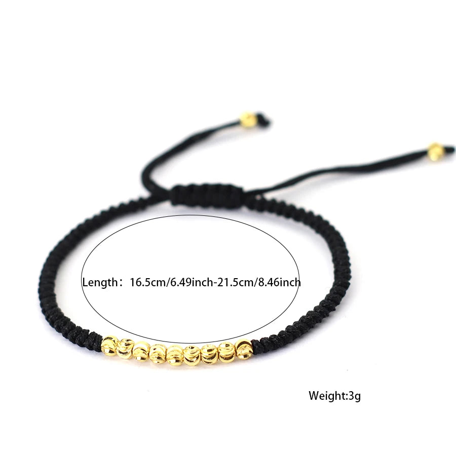 Classic Handmade Beaded Bracelet for Men Women Exquisite Small Gold Beads Adjusted Good Luck Red String Braslet Couple Gifts